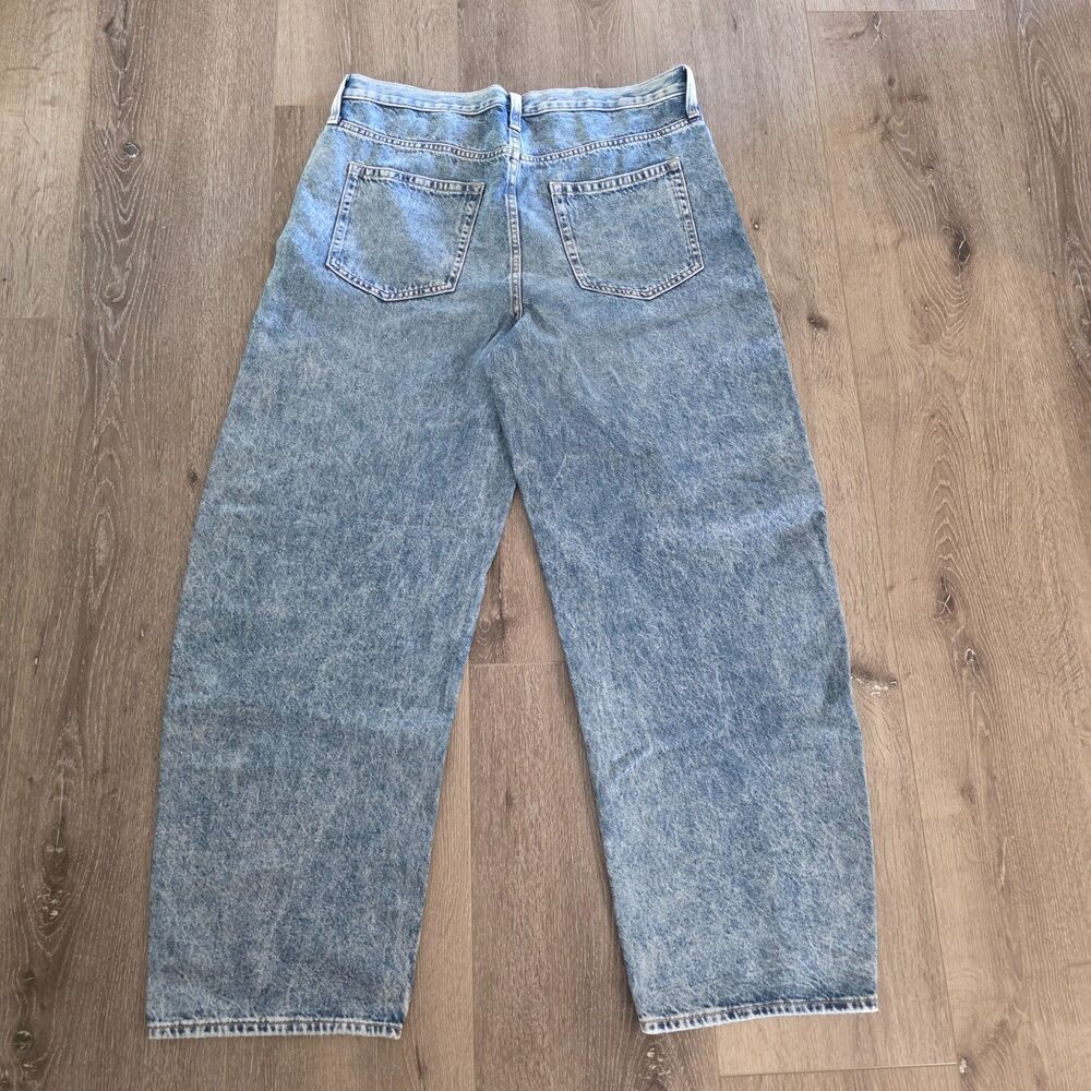 GAP Barrel Jeans High Rise Denim Womens 32 14R Acid Wash NWT Rigid Crossover - Picture 4 of 5